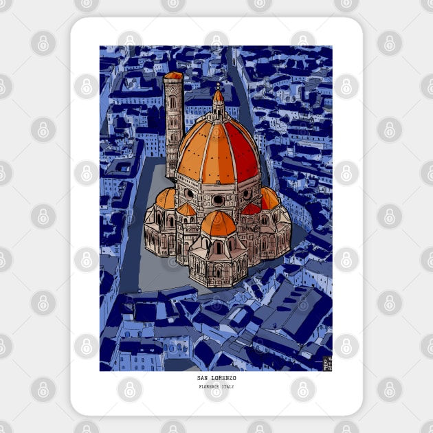 San Lorenzo Florence Italy Illustration Sticker by Wall-Art-Sketch